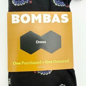 Bombas Men’s Calf Crew Black Dress Socks with Chameleon Colorful Print - 2 Pair